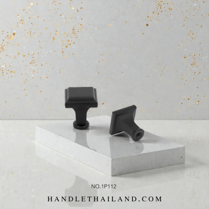 ปุ่มจับ (ซิงค์) ดำด้าน 23x28 mm. 1P112-BL