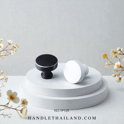 ปุ่มจับกลม (ซิงค์) ดำขอบขาว, ขาว 30x28 mm. 1P125