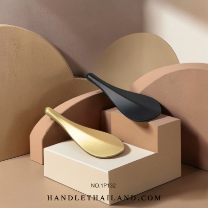 ปุ่มจับใบไม้ (ซิงค์) สีดำด้าน, ทองแฮร์ไลน์ 32 mm. 1P132