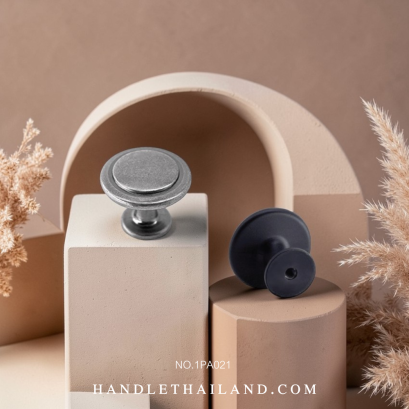 ปุ่มจับ (ซิงค์) สีดำด้าน, ดำ-เงิน 32x27mm. 1PA021