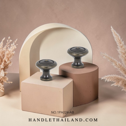 ปุ่มจับโบราณ (ซิงค์) ดำ-เหลือง 26x25 mm. 1PA024-AB