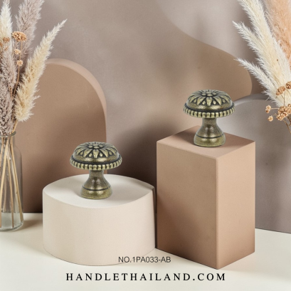 ปุ่มจับโบราณ (ซิงค์) ดำ-เหลือง 28x28 mm. 1PA033-AB