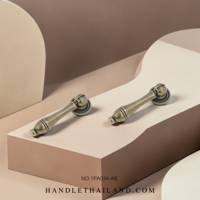 มือจับโบราณ (ซิงค์) สีดำ-เหลือง 19x45 mm. 1PA034