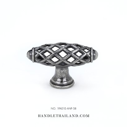 ปุ่มจับวินเทจ ซิงค์ ดำ-เงิน (58x36mm.) | 1PA010-ANP-58