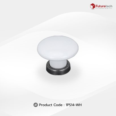 ปุ่มจับ (เซรามิก) ขาว+ฐานดำเงิน 37x29 mm. 1PS14-WH