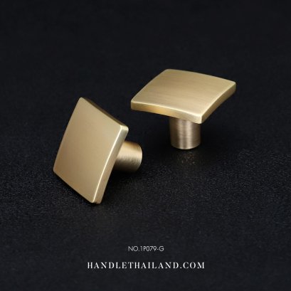 ปุ่มจับทรงเหลี่ยม ซิงค์อัลลอยด์ สีทอง (32x32mm.) | 1P079-G