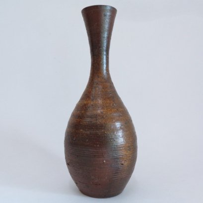 Long neck single Flower vase for Tea ceremony Wood-fired Artistic pottery