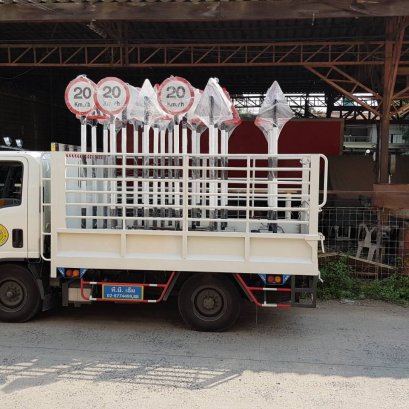 ป้ายอลูมิเนียมสะท้อนแสงพร้อมเสา