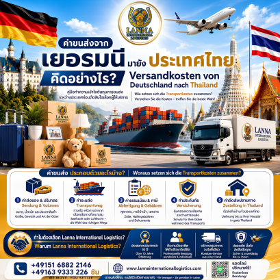 ค่าขนส่งจากเยอรมนีมายังประเทศไทย คิดอย่างไร? 