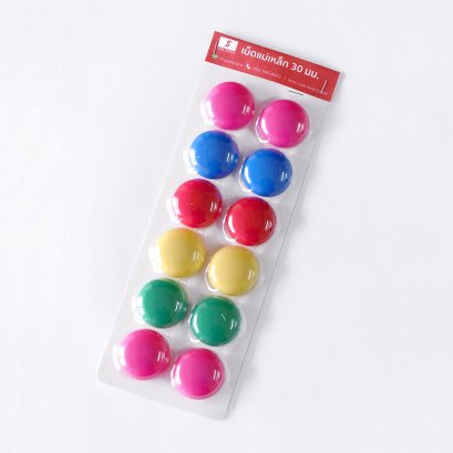 เม็ดแม่เหล็ก ขนาด 30 มม. คละสี 12 ชิ้น/แผง