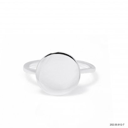 STERLING SILVER RHODIUM PLATED PLAIN  DISC RING