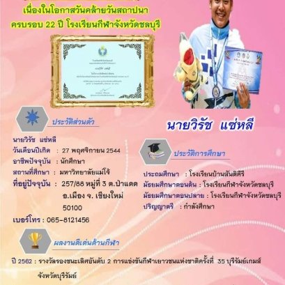 ยะยา คว้าศิษย์เก่าดีเด่น ร.ร.กีฬา จ.ชลบุรี