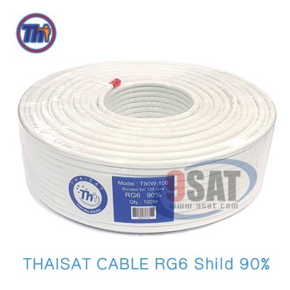 สาย RG-6 THAISAT 100 เมตร ชีลล์ 90% (สีขาว)