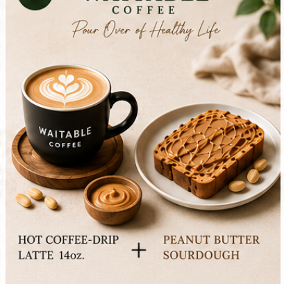 HOT COFFEE-DRIP LATTE+PEANUT BUTTER SOURDOUGH