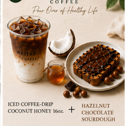 ICED COFFEE-DRIP COCONUT HONEY+HAZELNUT CHOCOLATE SOURDOUGH