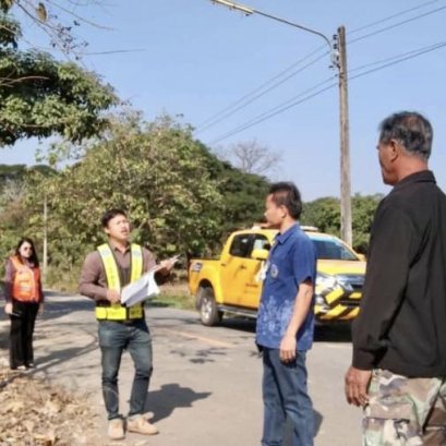 คบ.สุโขทัย  ร่วมตรวจสอบพื้นที่งาน ขออนุญาตใช้พื้นที่ตัดผ่านบริเวณ ถนนทางหลวงชนบท สาย สท 7058