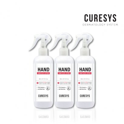 Curesys Hand Sanitizer Spray 300ml Alcohol 75% pack3 สเปรย์ล้างมือ อเนกประสงค์ แอลกอฮอลล์  หัวฉีดฟอกกี้ 300มล. แพ็ค3ขวด (สเปรย์แอลกอฮอล์, สเปรย์ฆ่าเชื้อโรค)(copy)