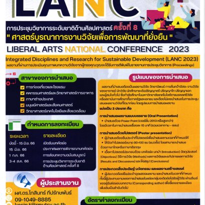 ประชาสัมพันธ์เชิญชวน เข้าร่วมการประชุมวิชาการระดับชาติด้านศิลปศาสตร์ ครั้งที่ 8
