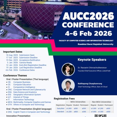 ขอประชาสัมพันธ์เชิญชวนเข้าร่วมการประชุมวิชาการระดับปริญญาตรีด้านคอมพิวเตอร์ภูมิภาคเอเชีย ครั้งที่ 14 