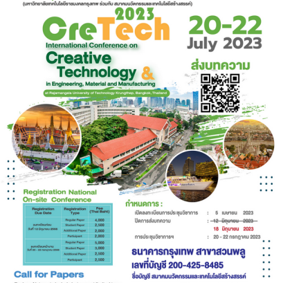 ประชาสัมพันธ์เชิญชวนเข้าร่วมการประชุมวิชาการระดับนานาชาติเชิงสร้างสรรค์ ราชมงคลกรุงเทพวิชาการ 2566 และการประชุมวิชาการระดับชาติ เชิงสร้างสรรค์ ครั้งที่ 7