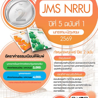 ประชาสัมพันธ์ การเข้าร่วมส่งบทความเพื่อตีพิมพ์ในวารสารวิทยาการจัดการ มหาวิทยาลัยราชภัฏนครราชสีมา (Journal of Management Science Nakhon Ratchasima Rajabhat University : JMS NRRU) ปีที่ 5 ฉบับที่ 1 (มกราคม-มิถุนายน 2569)