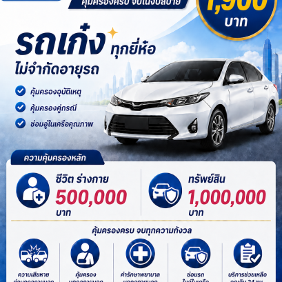 ประกันรถยนต์ชั้น 3 Lukjeab เบี้ย 1,900 บาท