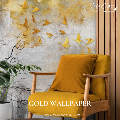 วอลเปเปอร์สีทอง ติดผนังโทนสีขาว-ทอง เอาใจสายลัคชู ผู้ดี มีระดับ