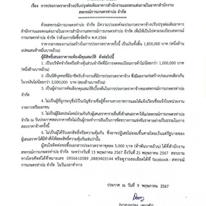 ประกาศสหกรณ์การเกษตรท่าบ่อ จำกัด