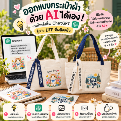 ออกแบบกระเป๋าผ้าด้วย AI ได้เอง! จากไอเดียใน ChatGPT สู่ลาย DTF ที่ผลิตจริง