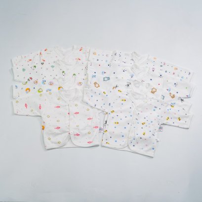 เสื้อเด็กแรกเกิด NB กระดุมหน้าแขนยาว ขายส่งเริ่มต้น 100 ตัว