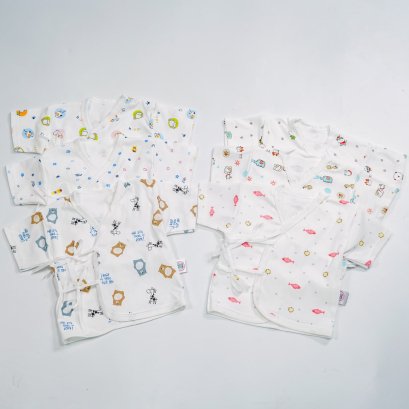 เสื้อเด็กแรกเกิด NB ผูกหน้าแขนสั้น ขายส่งเริ่มต้น 100 ตัว