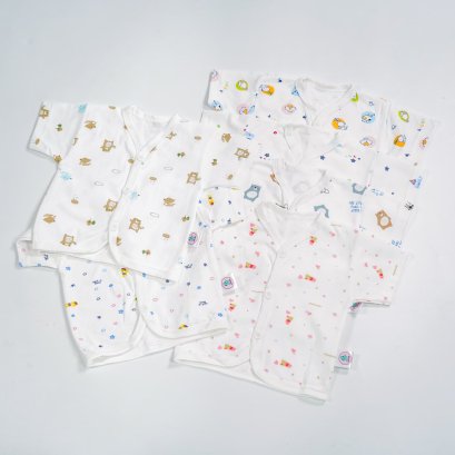 เสื้อเด็กแรกเกิด NB กระดุมหน้าแขนสั้น ขายส่ง 100 ตัว