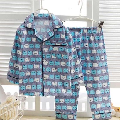 ชุดนอนแขนยาวเด็กโตคอปก (ขายส่งเริ่มต้น 100 ชุด)