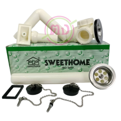 สะดือซิงค์คู่  มีน้ำล้น SWEETHOME