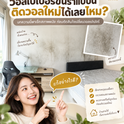 วอลเปเปอร์ขึ้นราและคราบความชื้นบนผนัง วิธีตรวจสอบก่อนติดวอลเปเปอร์ใหม่