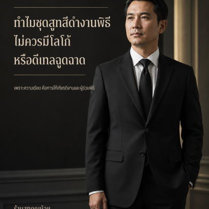 "ชุดสูทสีดำงานพิธี ทำไมต้องเรียบง่าย ไม่มีโลโก้"