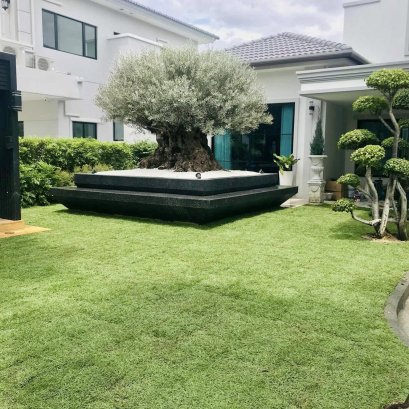 ปูหญ้านวลน้อย หน้างาน หมู่บ้านลัดดารมย์ ราชพฤกษ์ ตัดใหม่