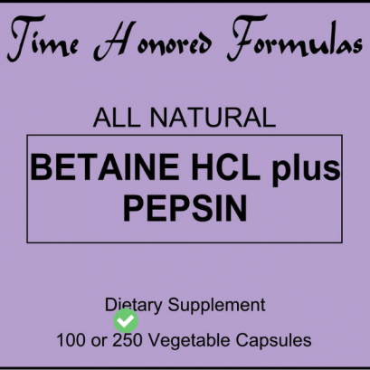 เปปซิน อซิโดว Betaine HCL Plus Pepsin (Acidoll) 250 Caps. (วิตามินตามสูตรของเกอร์สัน)