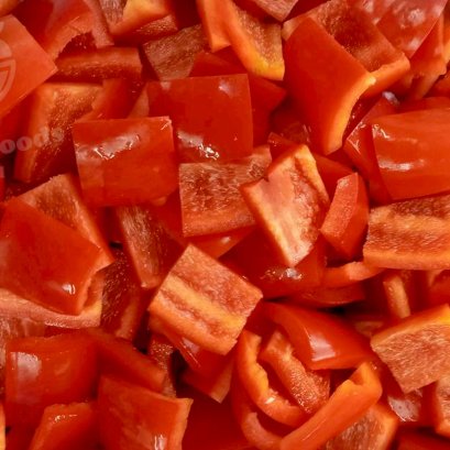 Diced red bell peppers