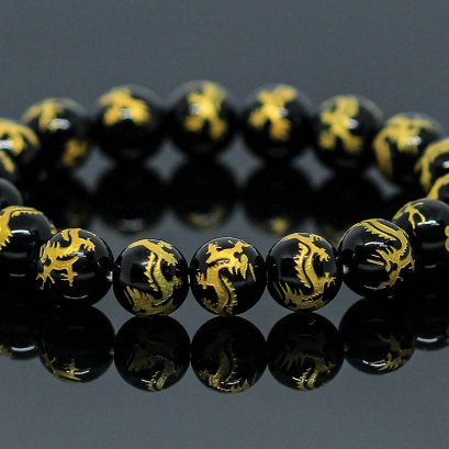 Black Onyx Dragon (หินนิลสลักมังกร) สร้างความมั่นคงให้จิตใจ เข็มแข็ง กล้าหาญ สร้างบารมี