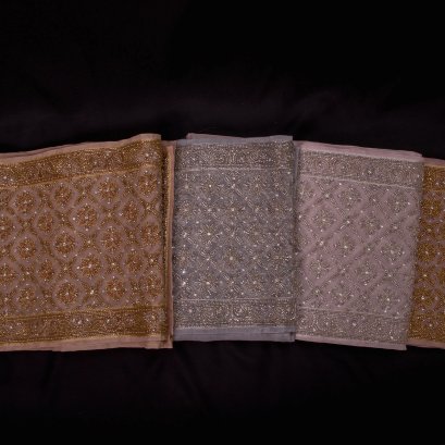 สไบผ้าไหมแก้วปัก ลายดอกพุ่ม ห่ม 2 ชาย