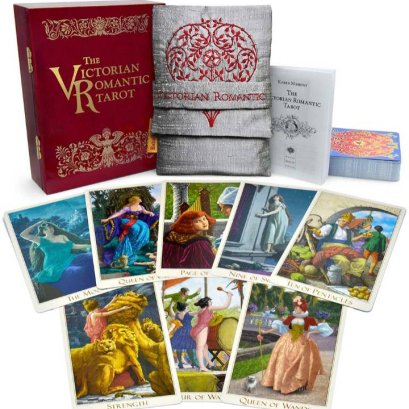 The Victorian Romantic Tarot with cold stamping. Large format, limited edition. SILVER bag & Companion Book