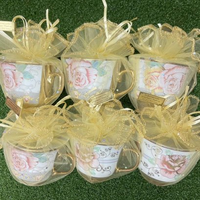 แก้วกาแฟเบญจรงค์ ของชำร่วยงานศพ