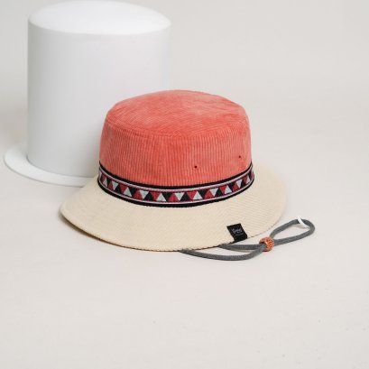 G112 Salmon Handmade หมวกบักเก็ต งานลูกฟูก