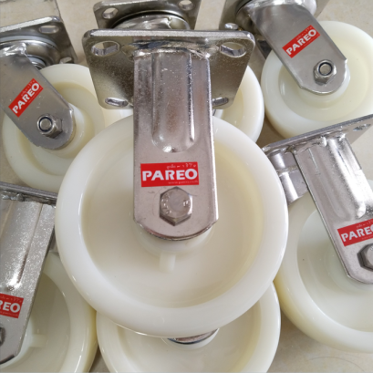 Bánh xe nylon càng inox 304 cố đinh - Pareo