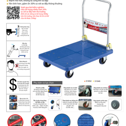 Đặc điểm xe đẩy hàng Fiber tech chống ồn của Happy Move