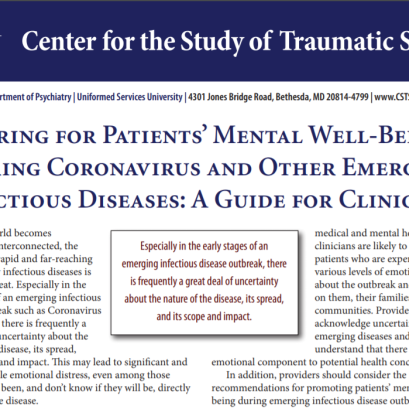 Caring for Patients' Mental Well-Being During Coronavirus and Other Emerging Infectious Diseases: A Guide for Clinicians