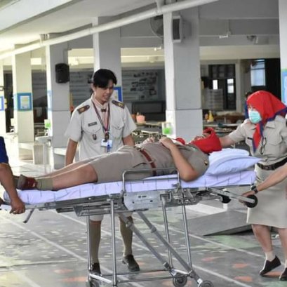 กิจกรรมการฝึกซ้อมดับเพลิงและอพยพหนีไฟ โรงเรียนอัสสัมชัญคอนแวนต์ ลพบุรี โดยสนับสนุนบริการรถฉุกเฉิน (Ambulance) โรงพยาบาลเมืองนารายณ์