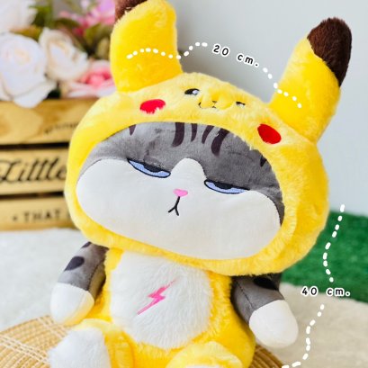 TOY004 ตุ๊กตาแมวขนนุ่มปุกปุยน่ารัก ใส่หมวก