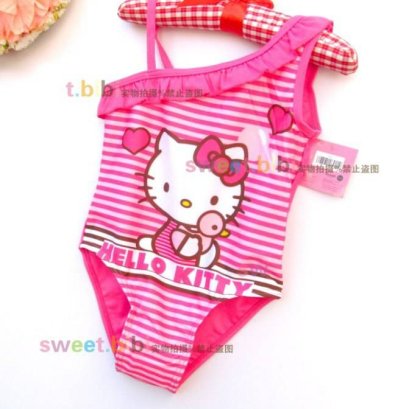 ชุดว่ายน้ำเด็ก วันพีท HELLO KITTY สีชมพูเข้ม